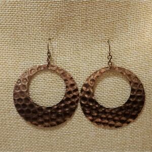 Lucky brand large hammered‎ bronze earrings